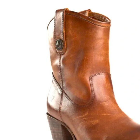 NEW FRYE Leather Jackie Button Short Boots Cognac for women 1568mn - Picture 6 of 11